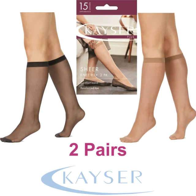 Kayser 2 Pack Plus Sheer Knee Hi High 15 Denier Stockings Pantyhose Tight H12200