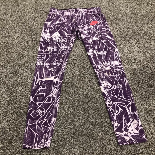 Nike Pants Girls Medium Purple White Spell Out Logo Youth Kids 22x21 READ