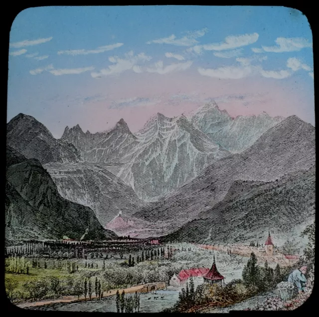 Magic Lantern Slide THE FRENCH PYRENEES C1893 VICTORIAN ILLUSTRATION FRANCE