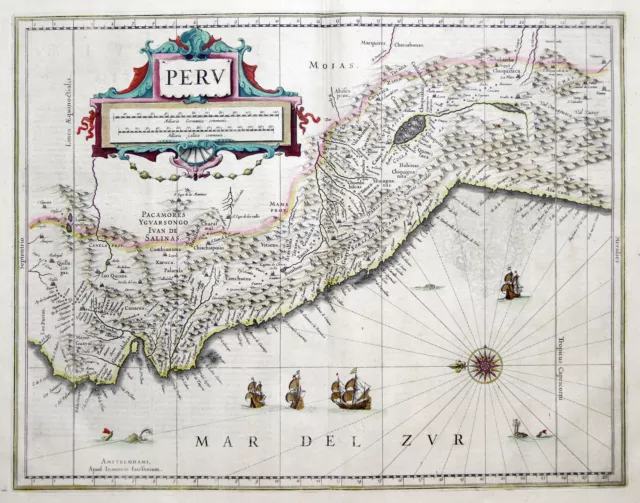 Peru Original Kupferstich Landkarte Janssonius 1638