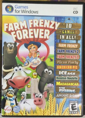 Farm Frenzy Forever 10 Games In All! (PC, 2011) CD-ROM WIN 7/Vista/XP  NO MANUAL