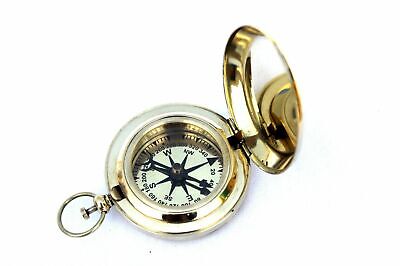 Handmade Nautical Brass Push Button Vintage Directional Pocket Compass