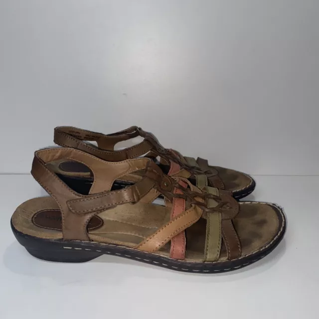 Earth Origins Shirley Sandals Women's 8 Open Toe Cork Bed Leather Strappy 2