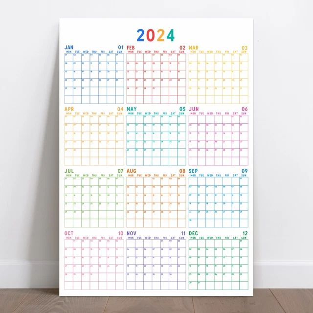 COLORFUL 2024 WALL Calendar, 2024 Wall Planner, Family Calendar