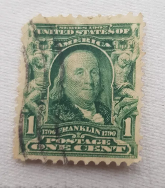 USA RARE TIMBRE   original authentic GEORGES WASHINGTON 1 cent vert oblitéré