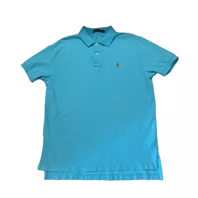 POLO RALPH LAUREN Men Shirt Large Turquoise Blue Short Sleeve $17.25 ...