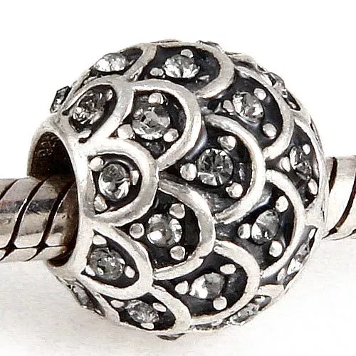 NEW 925 Sterling Silver European Bracelet Charm Bead Pave Scale