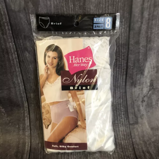 VTG NIP 3 Prs 1996 Hanes Her Way Hi-Cut Nylon Briefs Panties Lace Trim Size  8 $44.99 - PicClick