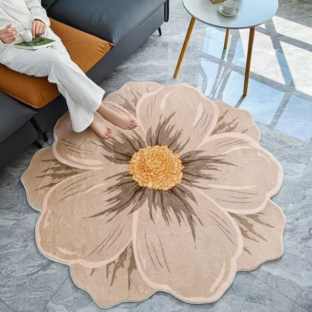 Wool Flower Carpet Round Bedroom Rugs Bathroom Water Absorption Mat Area Carpet