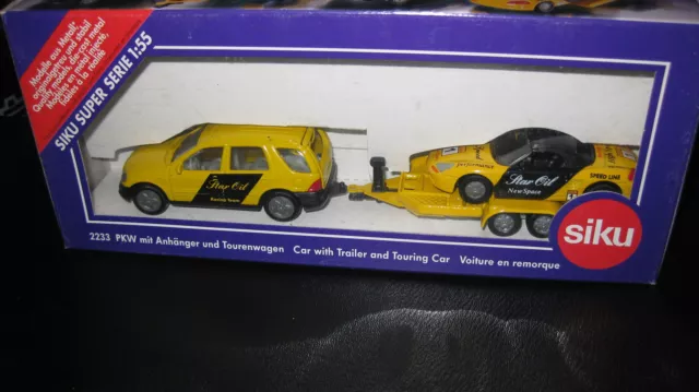 Siku 1/55 Mercedes Car & Trailer Touring Car Quality Model Made In Germany 2233