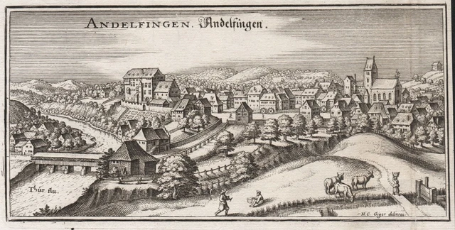 Andelfingen Cantone Zurigo Svizzera Incisione Merian 1650