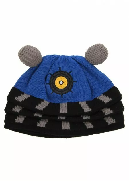 DOCTOR WHO BBC TV Series Licensed BLUE DALEK Style Knitted Beanie Hat