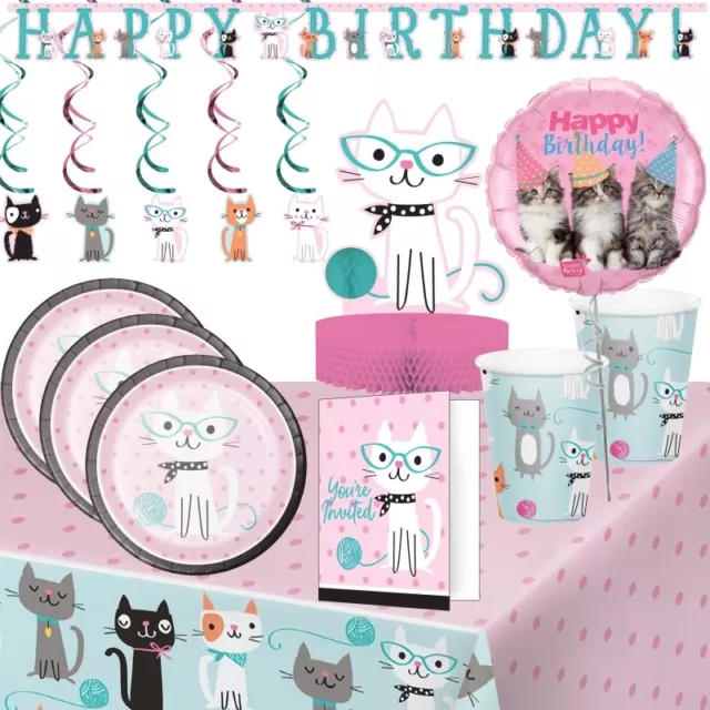 Cat Party Supplies Decorations Balloons Tableware Banners - Cat Birthday Theme