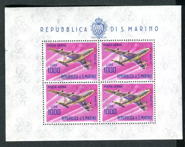 1964 San Marino Sheet of Stamps Planes Age Mail Aerea