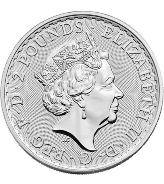 Sterlina 2023 £2 Regina Elisabetta II 1 Oz Moneta Argento Regno Unito Britannia