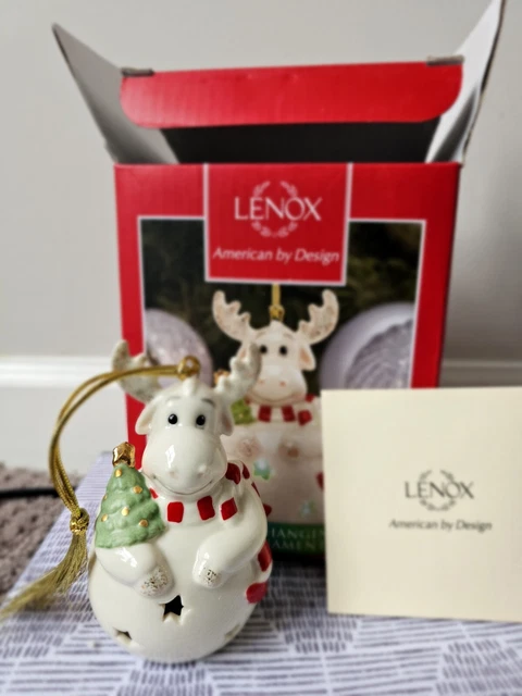 Lenox Color Changing Lit Moose Reindeer Christmas Ornament NIB
