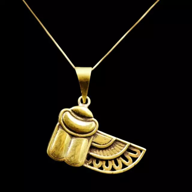 UNIQUE Gold Copper Pendant Necklace of "Ancient Egyptian Scarab Beetle Amulet"