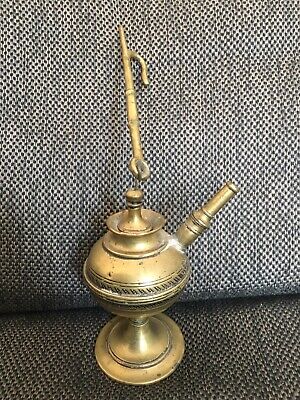 Antique Handmade Brass Hanging Betty Oil Lamp Rustic Primitive Ships Nautical