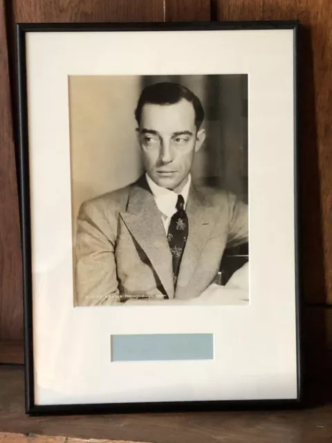 Buster Keaton / Signature framed with original MGM studio photo portrait Signed