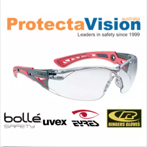 Bolle RUSH PLUS Small Safety Glasses Coral /Grey Frame Clear Lens Platinum Coat