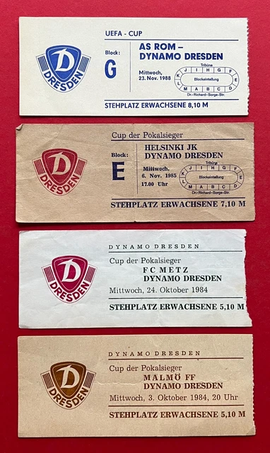 4 x Fußball Eintrittskarten um 1984 DYNAMO DRESDEN  ( 122085
