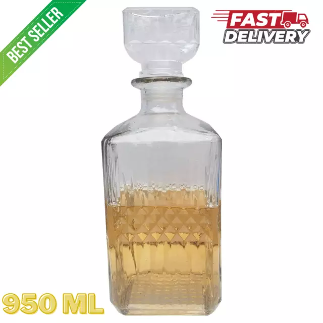 Personalized Whiskey Decanter -950ML Custom Engraved Liquor Bourbon Glass Bottle
