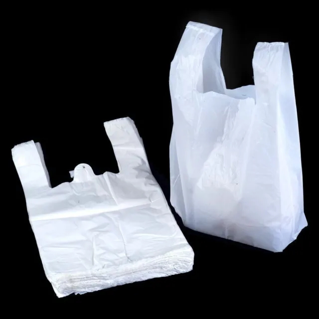 Plastic Vest Carrier Bags White Bag *All Sizes* - Supermarkets Stalls Shops