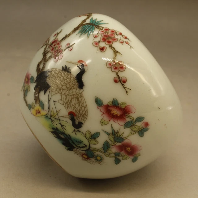 China Boutique Hand Drawn Red-crowned Crane Pot Guangxu Pink Peony Pattern