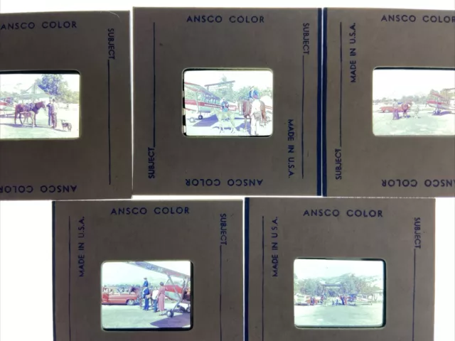 (5) Wonder Valley Dude Ranch Half Frame 35mm Slides Plane Station Wagon Horse