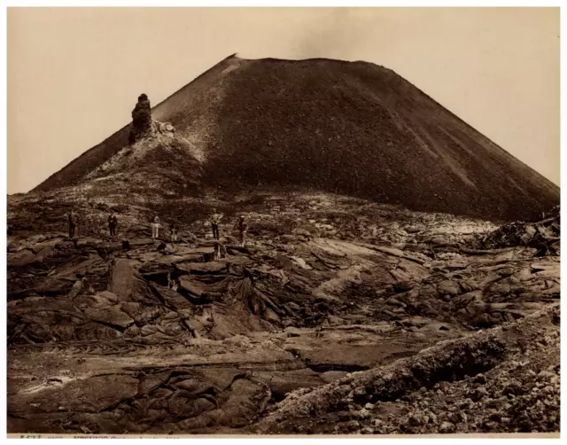 Italie, Napoli, Vesuvio, cratere Luglio Vintage albumen print, Photo Giorgio Som