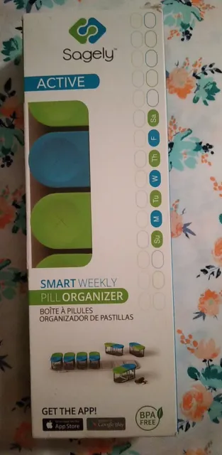 Organizador de píldoras semanales activo Sagely Smart caja de píldoras dos veces al día - magnético
