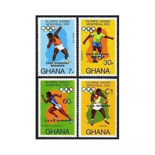 Ghana 606-609,610,MNH.Michel 686-689,Bl.69. Olympics Montreal-1976.Winners.