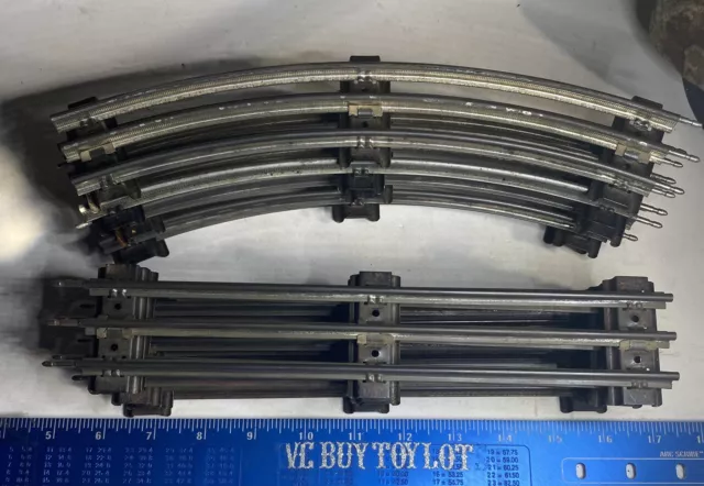 Lionel Lot Vintage O Gauge Tubular 3- Rail Track 10 Strait & Curved RR Accessory