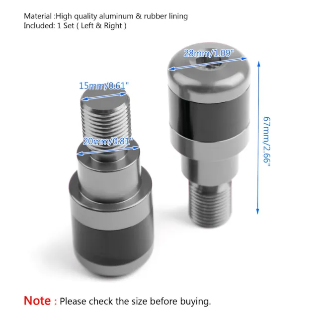 "Estremità manubrio alluminio titanio pesi manubrio 7/8"-22 mm per Yamaha FZ07 MT07 MT09 14-15、