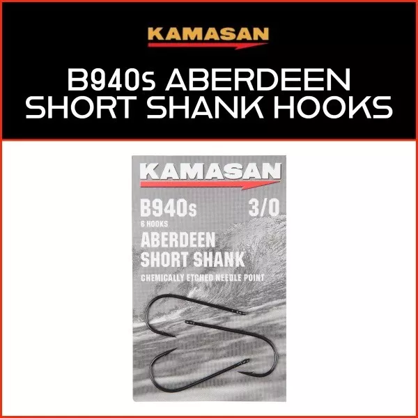 Kamasan B940S Aberdeen Short Shank Hooks - All Sizes | New - Sea Fishing Hooks