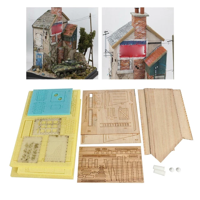 WOODEN DIORAMAS BUILDING Model Kits War Scene Architecture 135 Scale