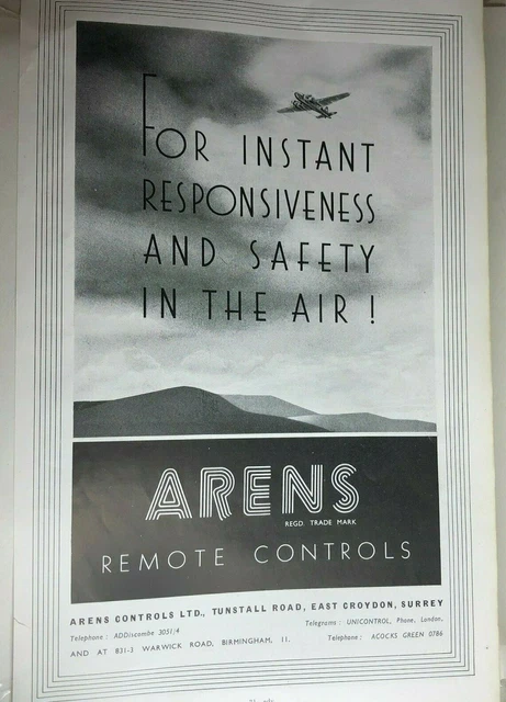 Remote Control Advert 1944 WW2 ARENS Aircraft Remote Controls Advert Original 32x19 cm's £14. ...