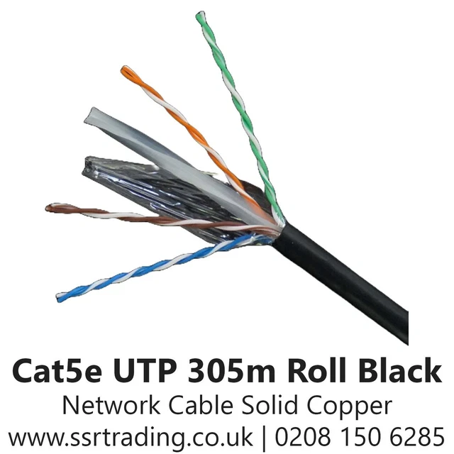 C5RBLK 305M CAT5E SOLID CABLE BLACK SOLD AS 305M ROLL ONLY DOSS main image 0