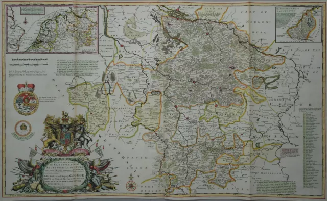 Ducado Braunschweig - Lüneburg De Herman Moll - Talla, Raro Mapa - 1720