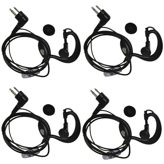 4x HQRP External Ear Loop 2Pin Headset PTT Mic for Motorola Series Radio Devices