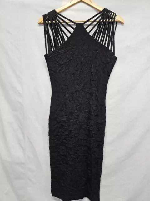 Dress the Population Gwen Strappy Midi Dress Womens Large Black Lacy Sleeveless