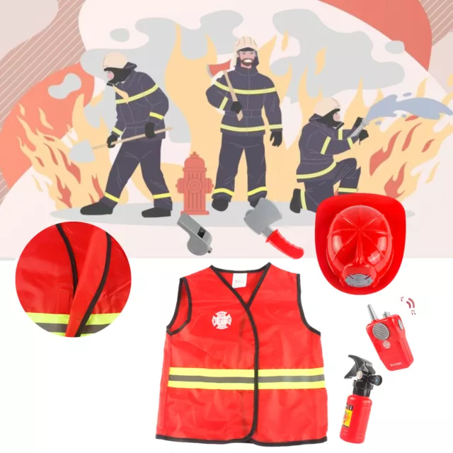 Kids Firefighter Costume Pretend Role Cosplay Dress up Kit Fire Fighter Outfit