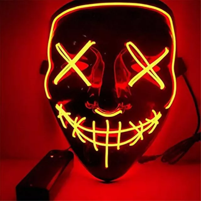 LED Glühend leuchtet Horror Party Halloween Clownmaske Kostüm Cosplay Purge 3