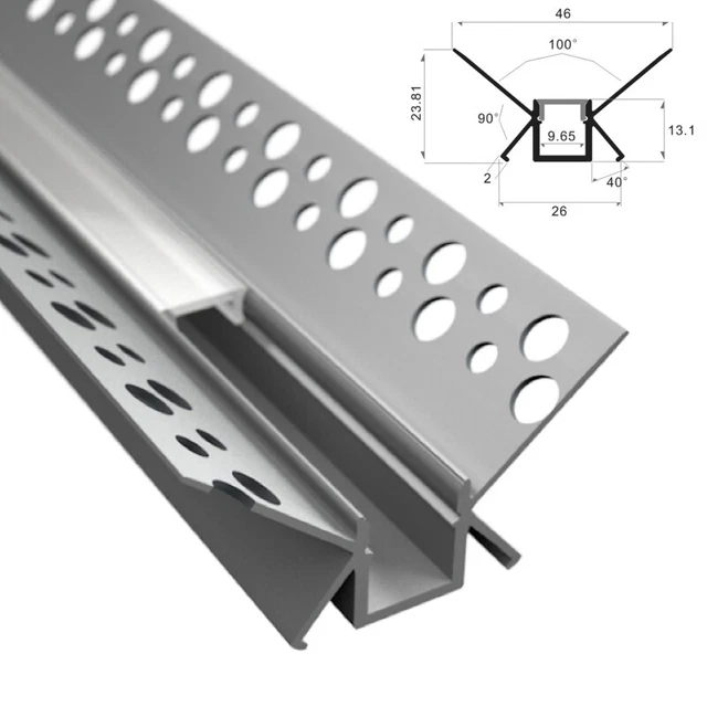 INNEN ECKE PROFIL Leiste Trockenbau Rigips "EINPUTZ90" Led Streifen + Abdeckung EUR 11,95