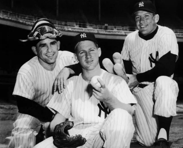 Whitey Ford Yogi Berra Mickey Mantle New York Yankees UNSIGNED 8x10 Photo