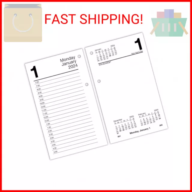 ATAGLANCE 2024 DAILY Desk Calendar Refill, 31/2" x 6", Standard