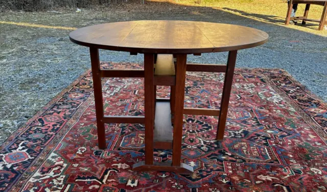 Antique GUSTAV STICKLEY  Drop Leaf Table w Co-Joined Decal circa 1916   W3127 2