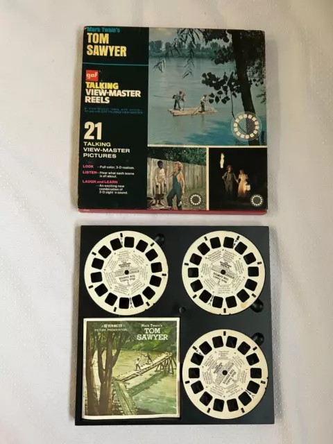 1973 GAF Talking View-Master Reels Mark Twain's Tom Sawyer Full Color 3-D Book