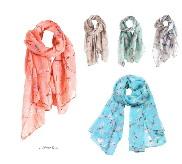 Dragonfly Print Scarf Lady Women Fashion Soft Scarves Shawl Neck Wrap Headscarf
