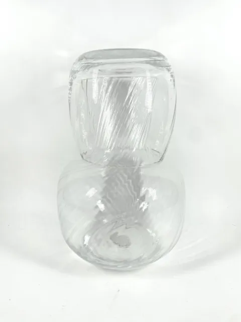 Lillian Vernon Clear Swirl Glass Bedside Guest Water Carafe Decanter Tumble Up